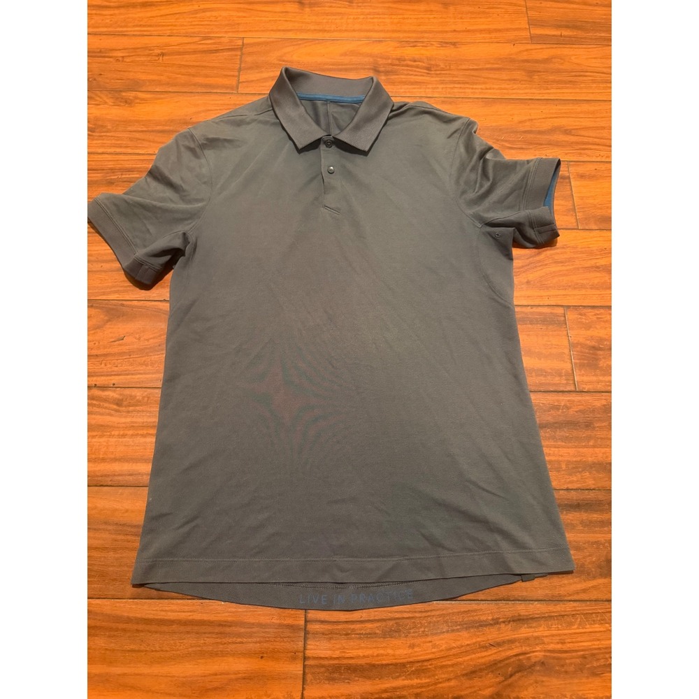 Lululemon Evolution Polo Shirt Mens Large‎ Gray Short Sleeve Golf Activewear 894